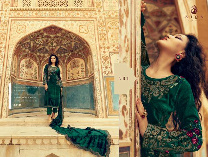 Sastra By Aiqa Winter Wear Fancy Work Velvet Salwar Kameez Wholesale Online